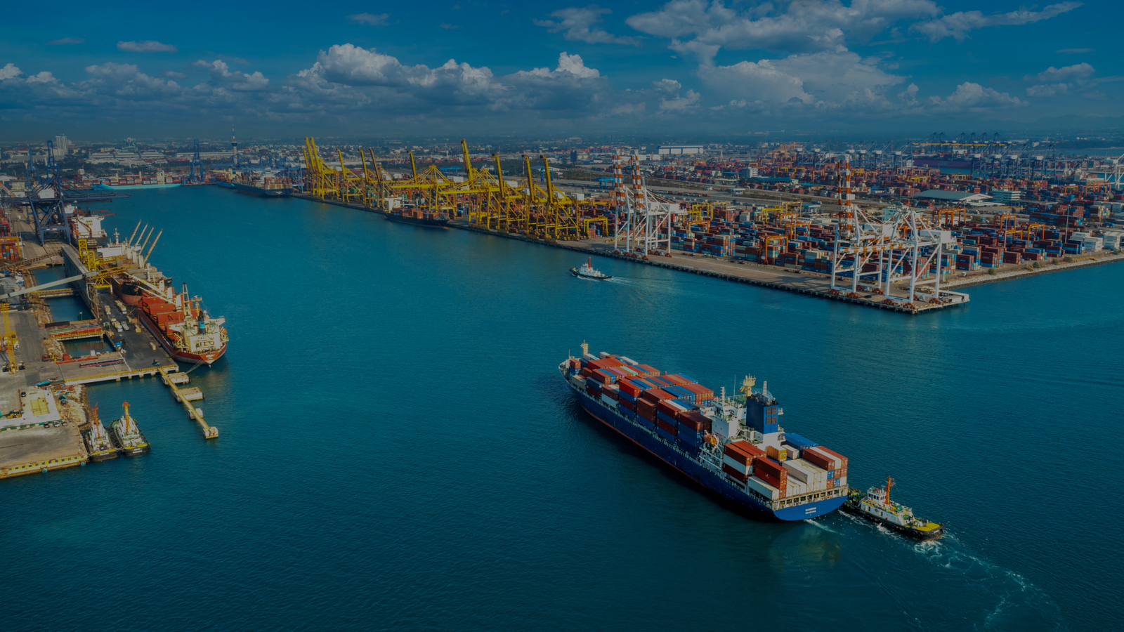 Cargo ship arriving at international port for mobile phone and electronics export by Belyons Industries